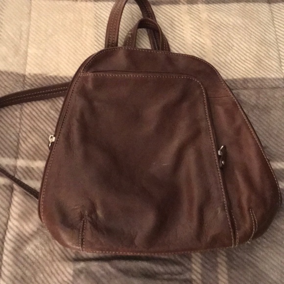 tignanello brown leather backpack